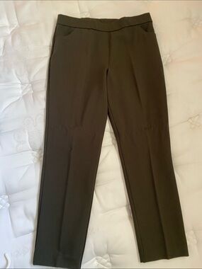 Susan Graver Olive Green Straight Leg Pull-On Pants